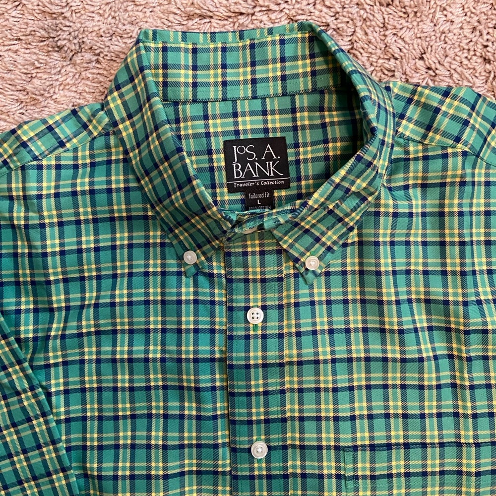 Jos. A. Bank Blue and Yellow Plaid Casual Shirt
Tailored Fit